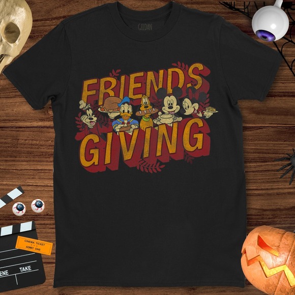Disney Mickey And Friends Thanksgiving Friendsgiving Feast Unisex Gift T-Shirt - Picture 1 of 2